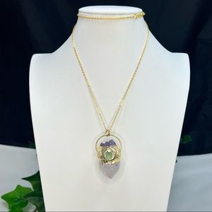 18K Gold Plated Angel Aura & Amethyst Crystal Necklace